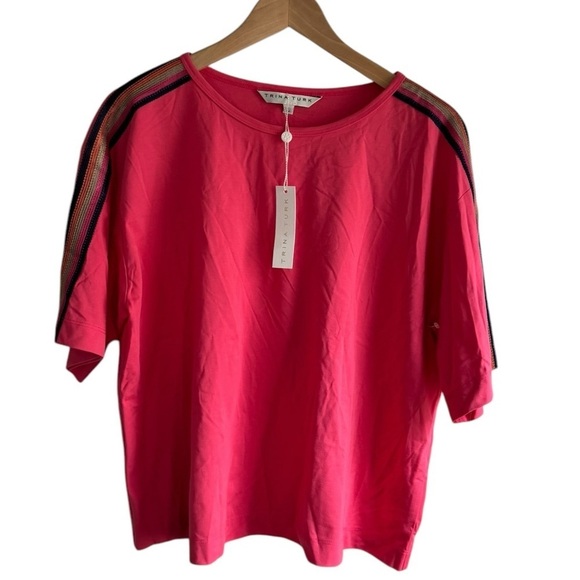 New! Trina Turk Isla 2 Boxy‎ Cropped Embroidered Top - Picture 1 of 9